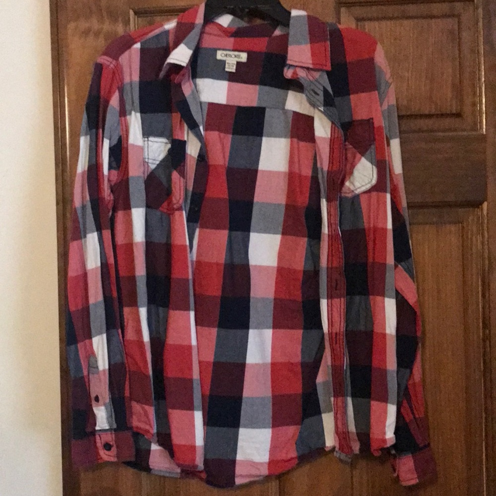 Plaid button down.
